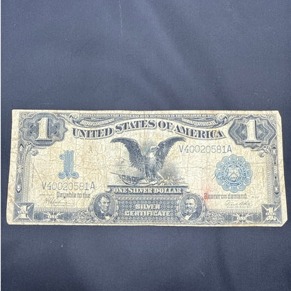 Vintage 1899 $1 Silver Certificate Black Eagle Serial V40020581A Speelman White