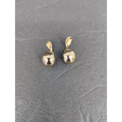 Vintage 1960s Mid Century Gold Tone Smooth Dome Button Clip On Earrings
