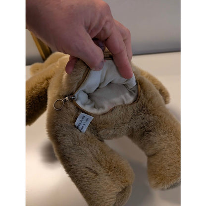 Vintage 1986 SGT. Express Hide A Way Bear Plush Zipper Pouch Tan