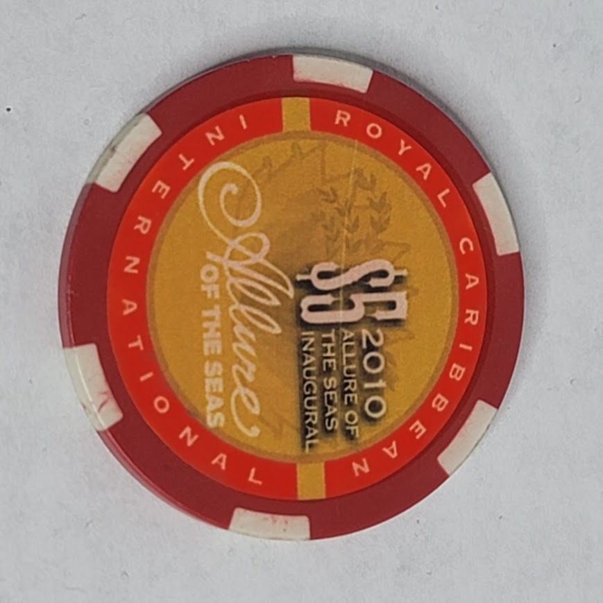 Royal Caribbean 2010 ALLURE of the SEAS $5.00 Red White Collectibles Casino Chip