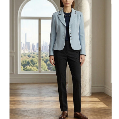 Tahari ASL Size 4P  Pastel Blue Cropped Blazer Vintage Coquette Academic Style