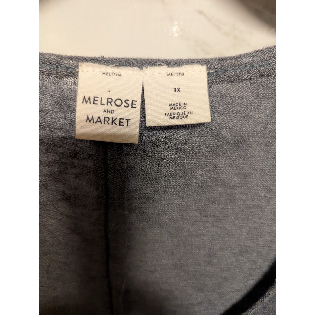 Melrose Market Size 3X scoop neck Grey Grisaille short sleeve top shirt blouse