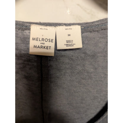 Melrose Market Size 3X scoop neck Grey Grisaille short sleeve top shirt blouse