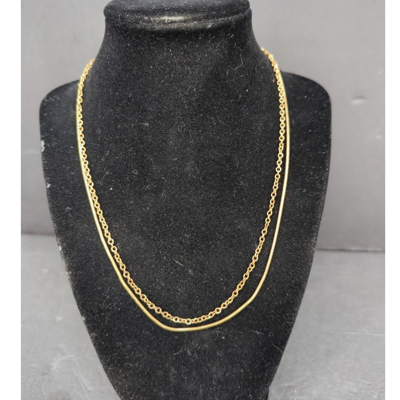 Vintage 1980s Gold Tone Layered Multi Strand Chain Necklace Glam Minimalist Chic