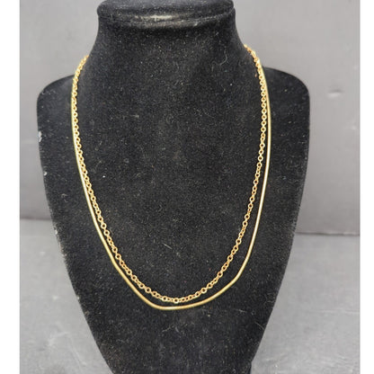 Vintage 1980s Gold Tone Layered Multi Strand Chain Necklace Glam Minimalist Chic
