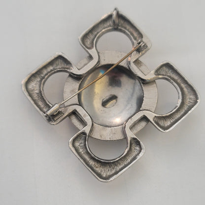 Geometric Quatrefoil design Sterling Silver Brooch Pin Pendant Modernist MCM 60s