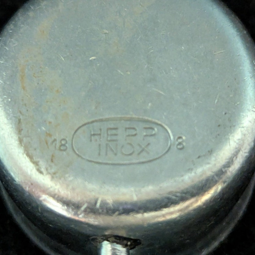 Vintage Gebrüder Hepp Miniature Stainless Steel Engraved Creamer Tiny Toy Cup