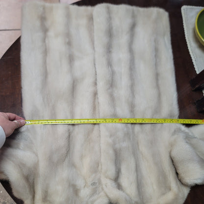 Emba VINTAGE white cream Jacket MINK Coat HOOK closure 1980s Lined Pockets