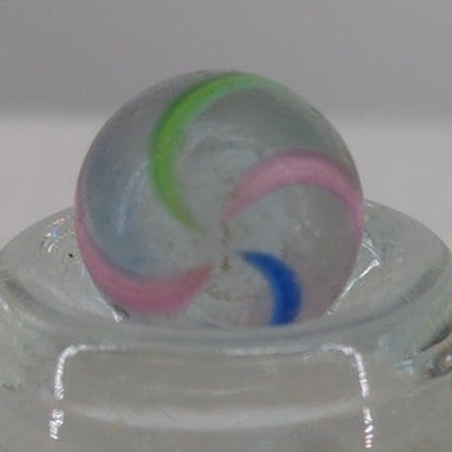 Antique German Ribbon Core Handmade Swirl Glass Marble 5/8" Toy Gem #BOXA4
