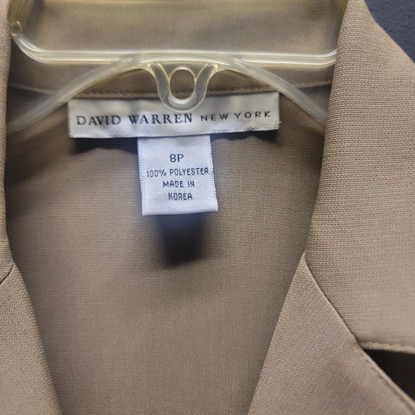 David Warren New York Vintage Tan Midi Coat Dress Belted Sophisticated 8P