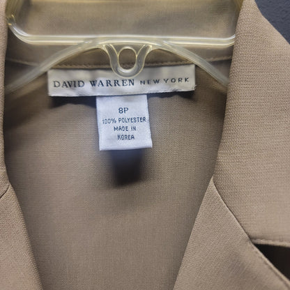 David Warren New York Vintage Tan Midi Coat Dress Belted Sophisticated 8P