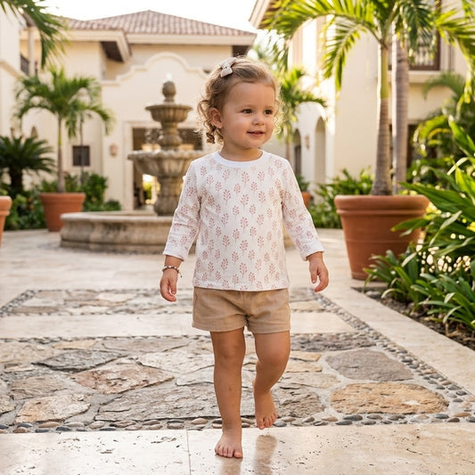 Toffy House Baby Girls Block Print Long Sleeve Top 12-18M