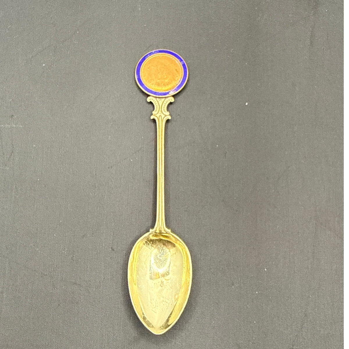 Vintage Stratton Birmingham Enamel Souvenir Spoon Gold Tone Made in England