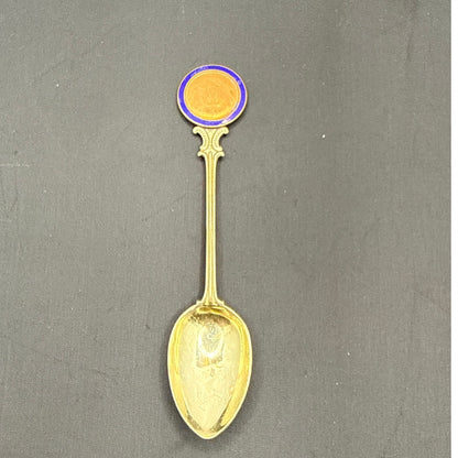 Vintage Stratton Birmingham Enamel Souvenir Spoon Gold Tone Made in England