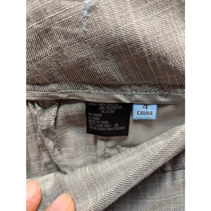 Size 4 Alex Marie Wide leg Career plaid gray slacks pants flat front pockets