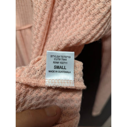 gibsonlook Size Small thermal waffle knit long sleeve Pink Blouse Top shirt NEW