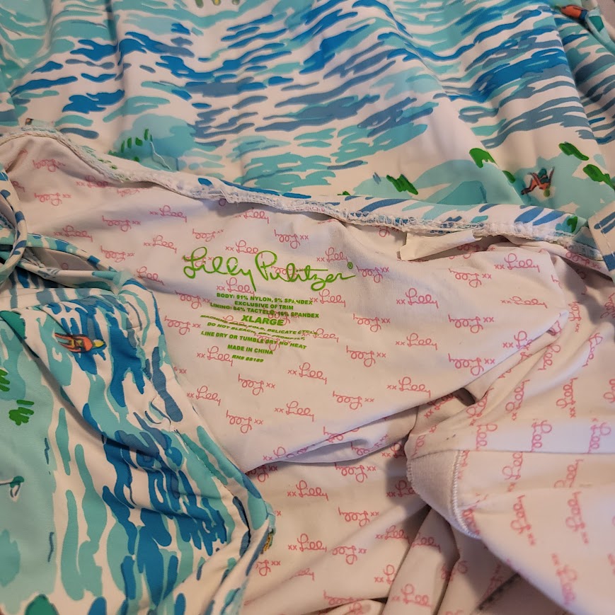 HTF Lilly Pulitzer HIGH TIDE one piece Rita swimsuit Size XL side Ruching NICE