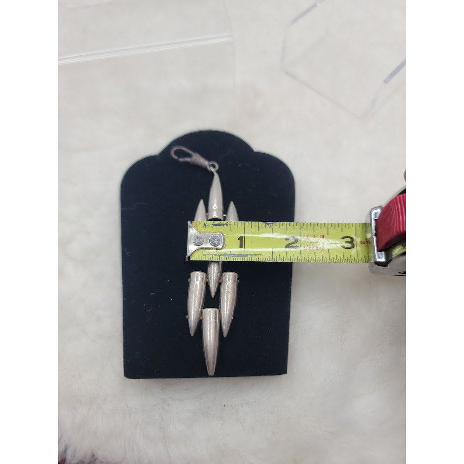 Vintage Articulated Silver Tone Bullet Tassel Pendant Rare Tactical Goth Jewelry