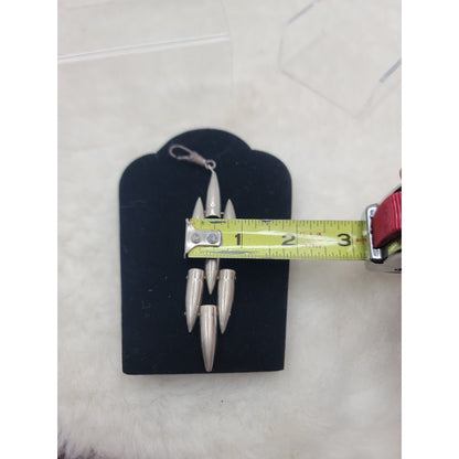 Vintage Articulated Silver Tone Bullet Tassel Pendant Rare Tactical Goth Jewelry