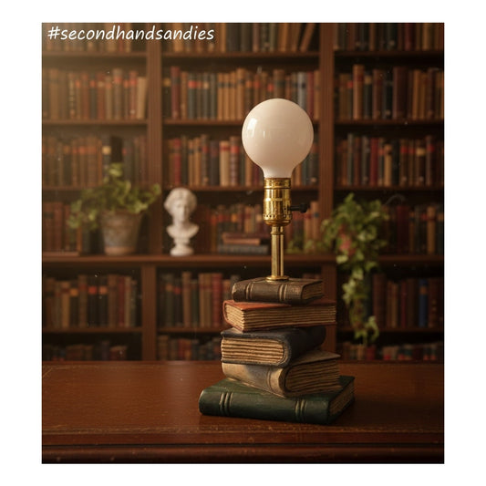 Vintage Stacked Book Lamp Mid Century Modern Dark Academia Library Decor