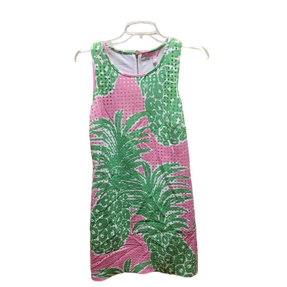 Lilly Pulitzer Small Shift Dress Sleeveless Pink Green Pineapple Pink Pout Perla