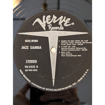 Vintage Stan Getz Charlie Byrd Jazz Samba Verve V6-8432 Gatefold Vinyl LP