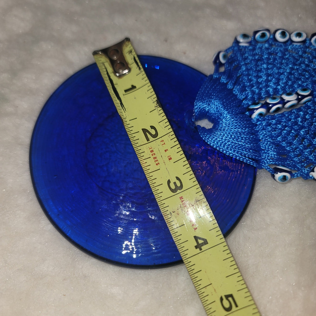 Handmade Blue Evil Eye Talisman Greek Large 4x8 Hanging Good Luck Charm Glass