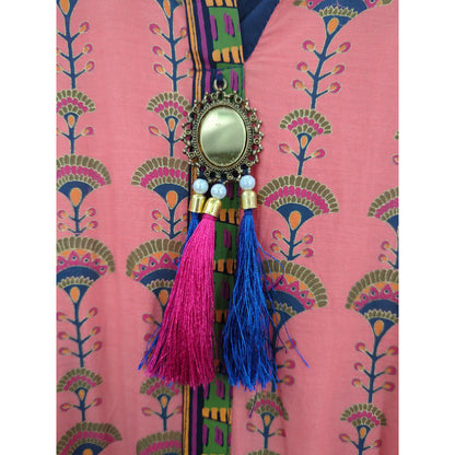 Vintage Pink Floral Embroidered Boho Maxi Dress Whimsigoth Large