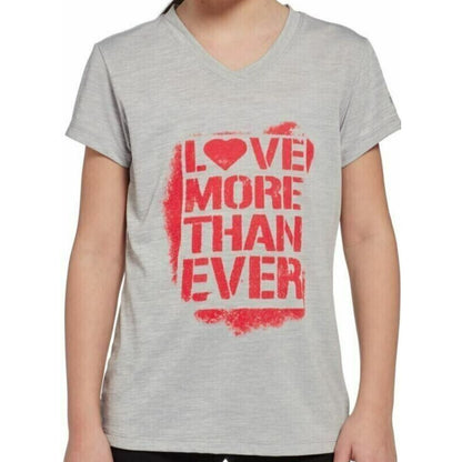 Reebok Girls "Love More Than Ever" Graphic Tee Size X-Large Spacedye Gray NWT