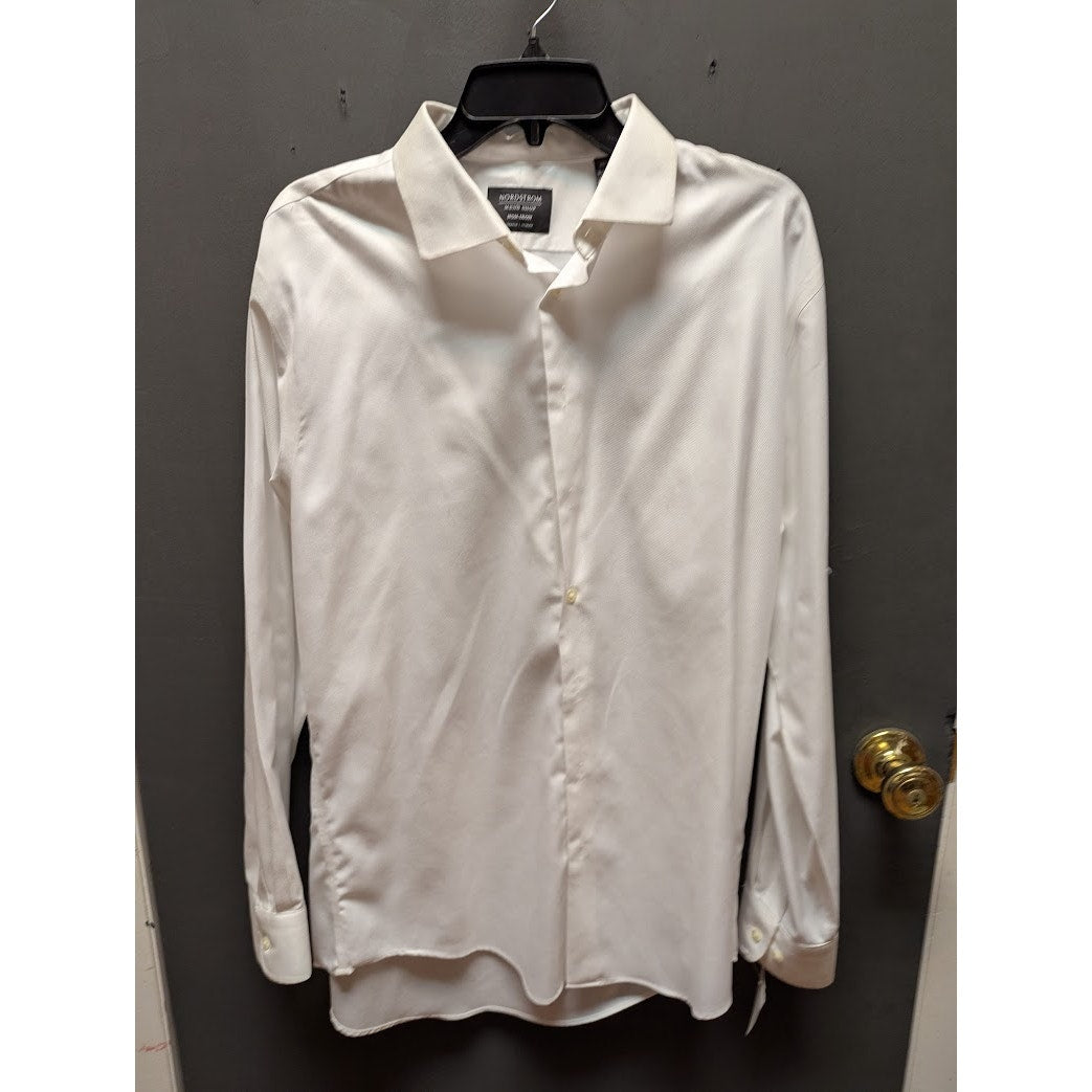 Nordstrom button up white Non Iron Trim Fit 16.5" 34-35 Long sleeve Dress Shirt