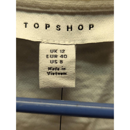Topshop White blouse Peasant Crop Top Size 8 NWT Ruffle Neckline Puff Sleeve NEW