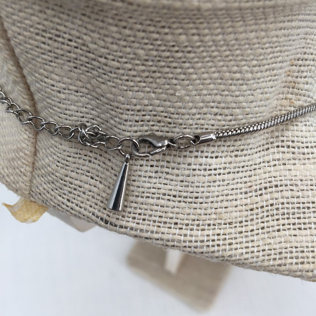 Vintage MCM brualist Necklace Sliding circle bar pendant Silver MODERNIST piece