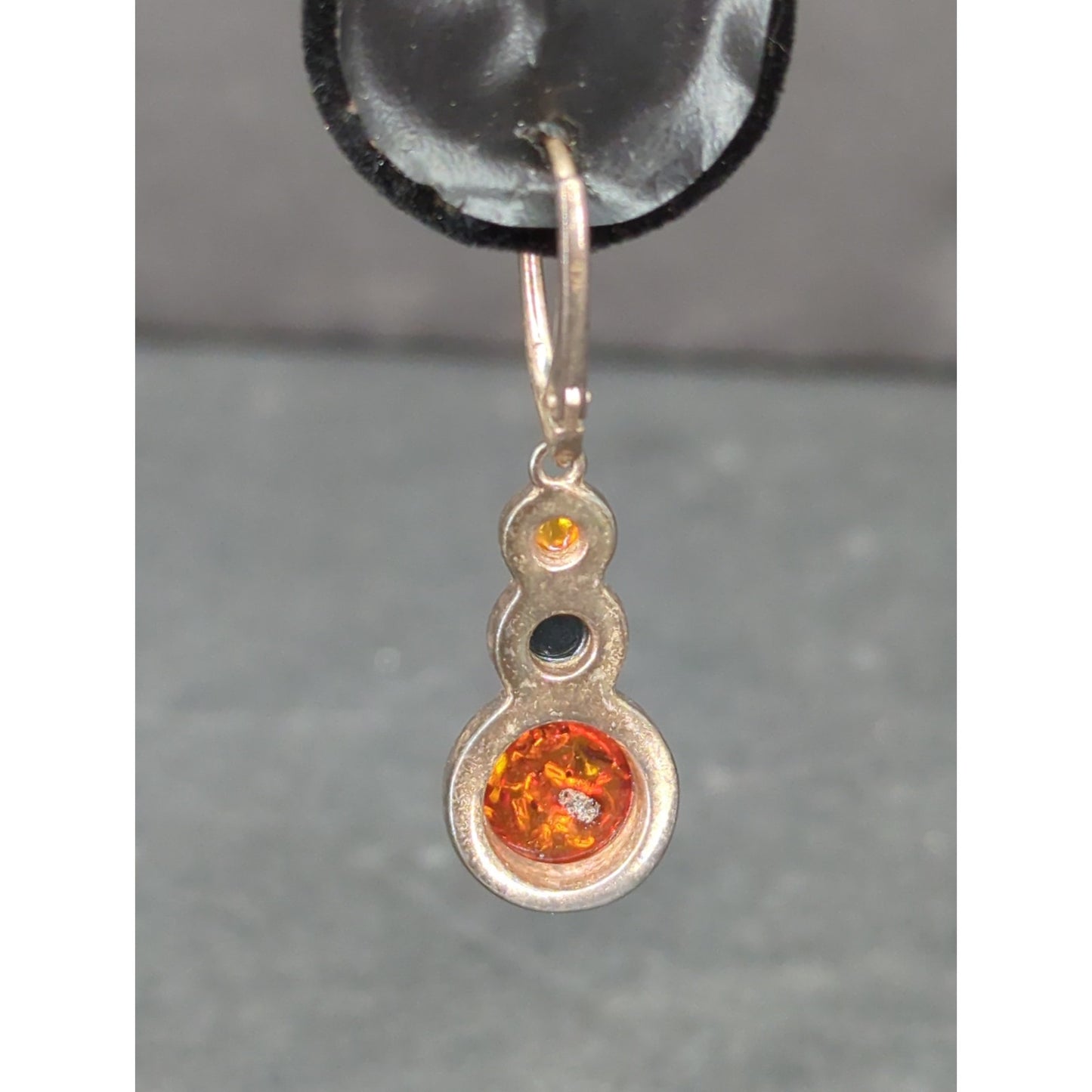 Vintage Boho Genuine Amber Silver Dangle Earrings & Pendant Set 925