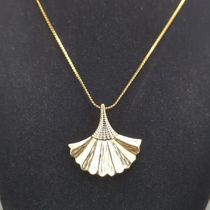 Vintage Fashion Necklace goldtone fan box chain elegant classy
