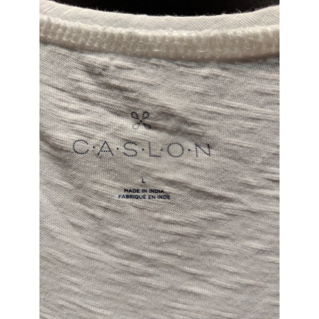 Caslon size Large white tshirt tee deep rounded V neck sleeveless cotton layers