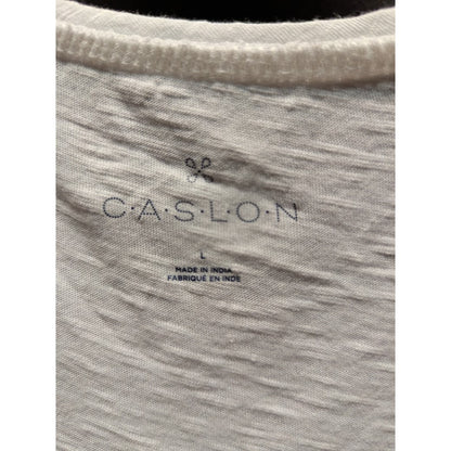 Caslon size Large white tshirt tee deep rounded V neck sleeveless cotton layers