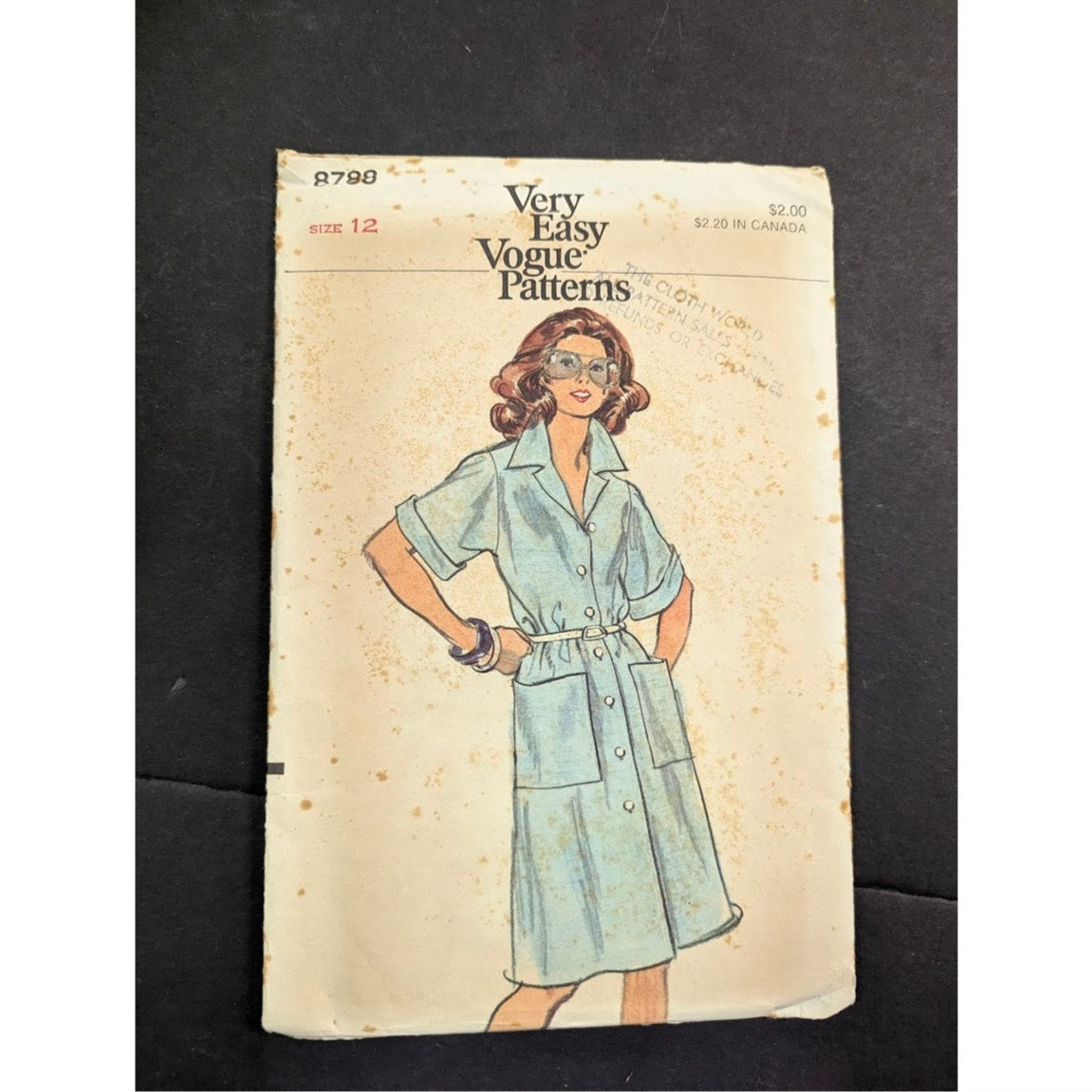 Vintage Pattern Sewing Crafts Hobby Vogue 8798 Size 12