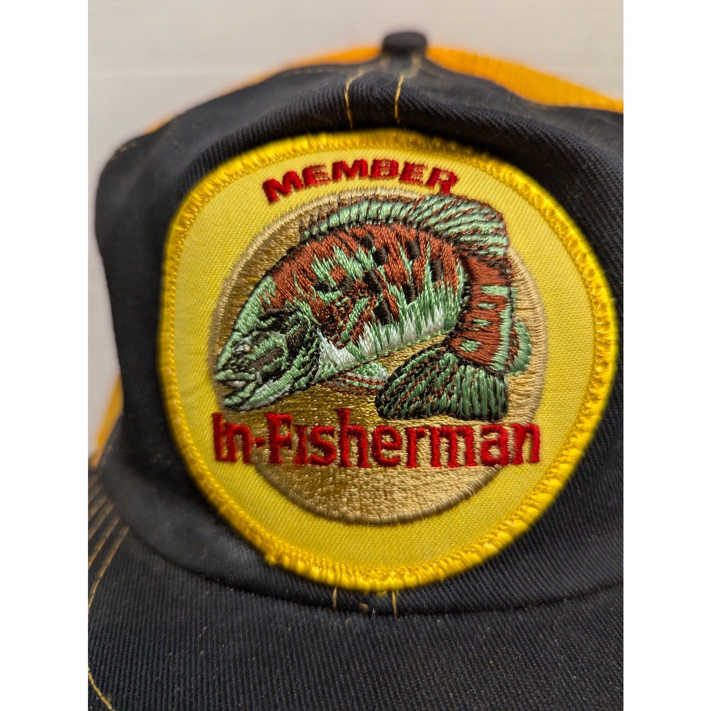 Vintage In-Fisherman Bumblebee Black Gold Mesh Trucker Snapback Hat Kproducts