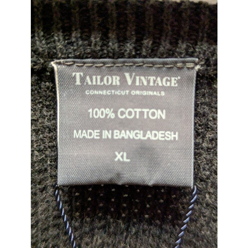 Tailor Vintage-Reversible Knit Pullover Sweater Long Sleeves V-Neck Gray XL