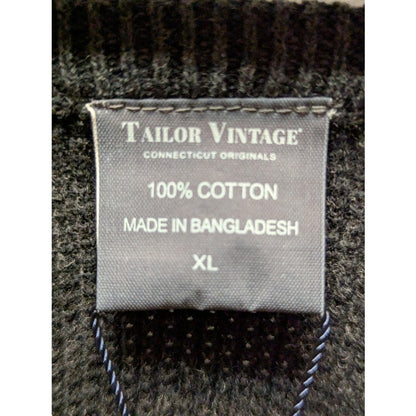 Tailor Vintage-Reversible Knit Pullover Sweater Long Sleeves V-Neck Gray XL