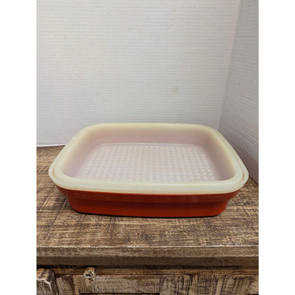Set of 2 Matching Vintage Tupperware Square Keepers Harvest Orange Paprika