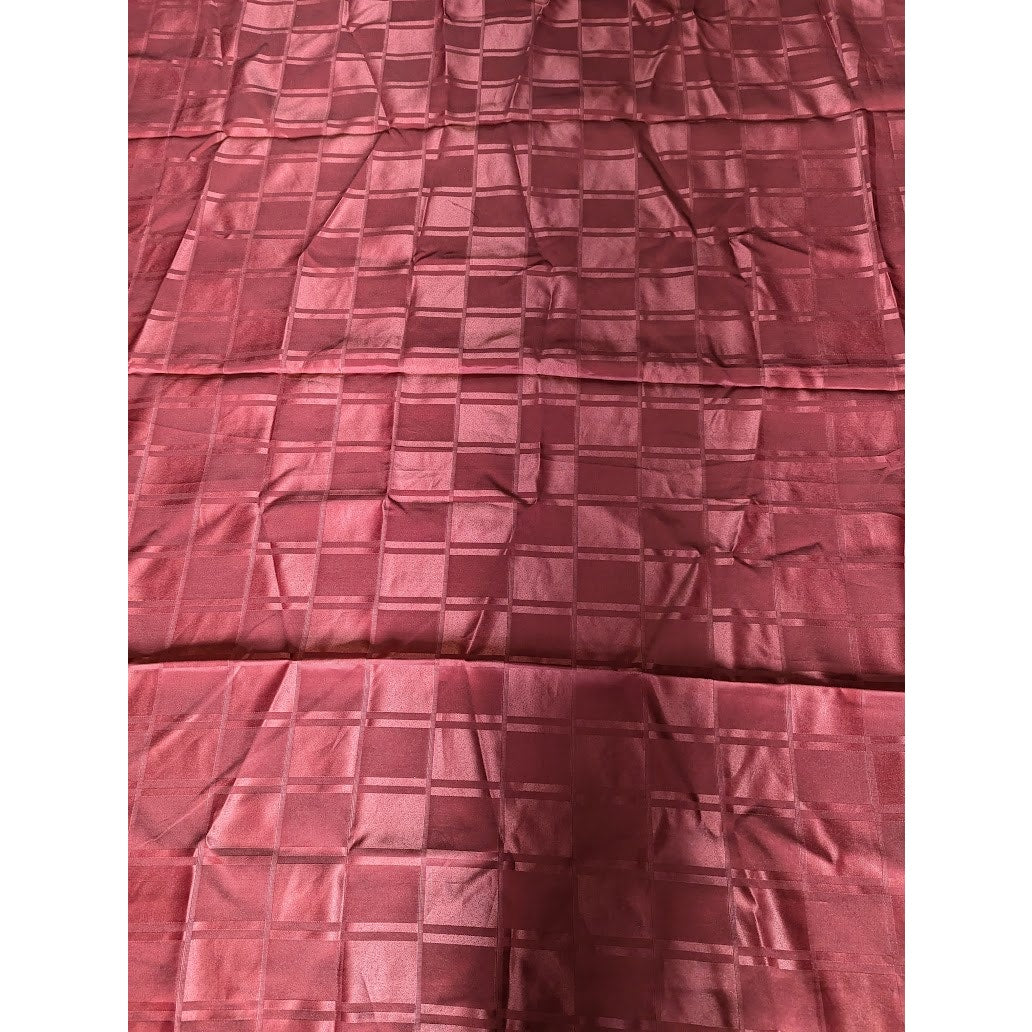 Vintage polyester BURGUNDY TABLECLOTH 58" X 99" rectanglular wOVEN squares