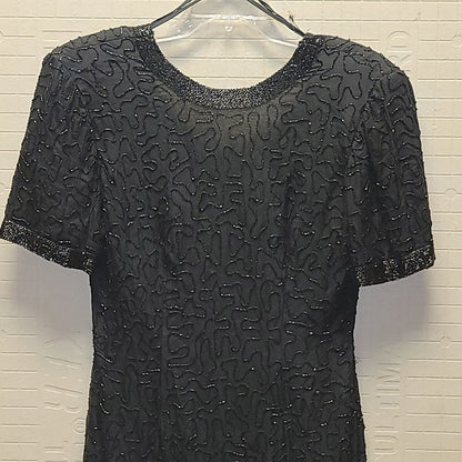Stenay Vintage 80s Silk Sequin Beaded Knee High 6 Dress Classic Black  Cocktail