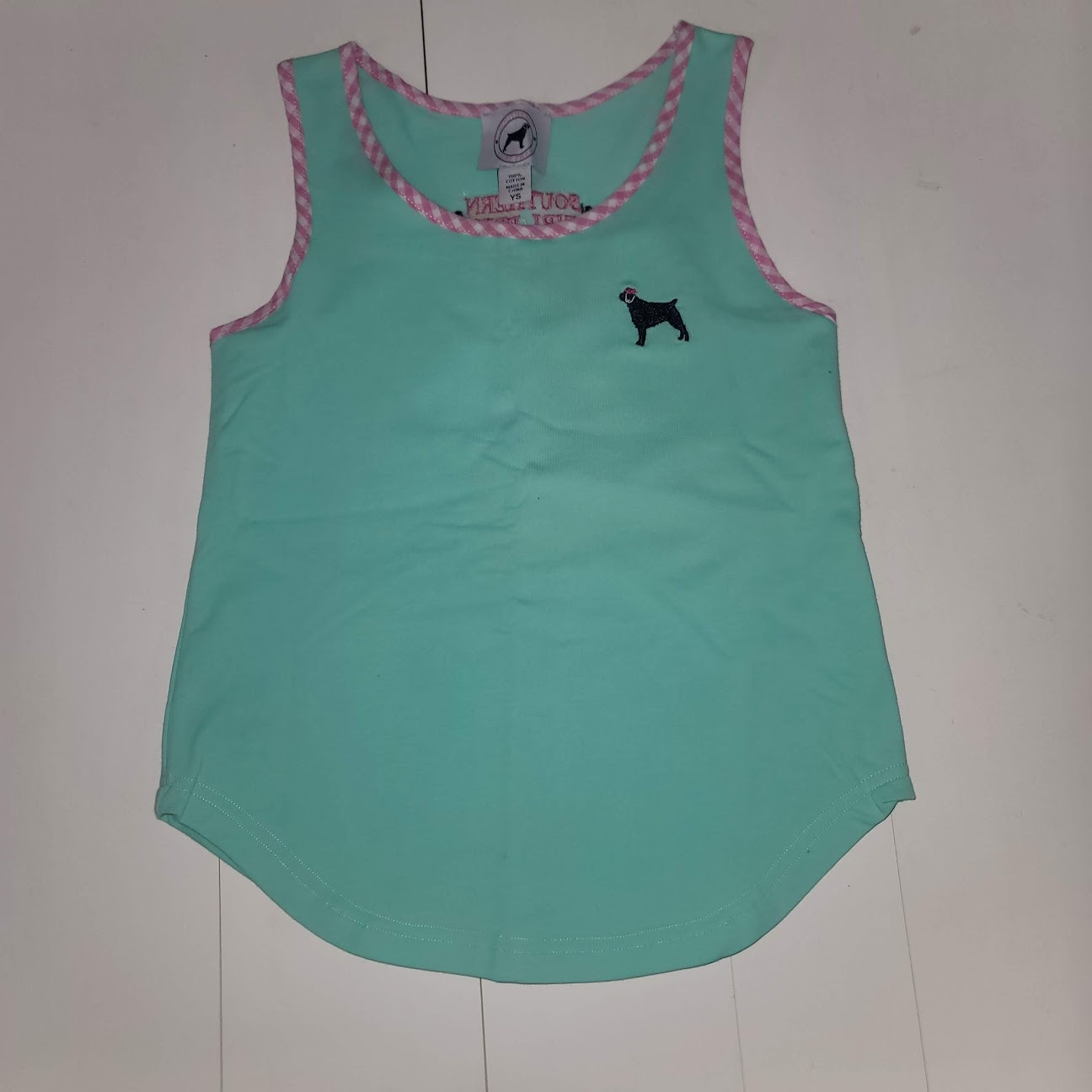 Southern Girl Prep NEW Sleeveless tank Shirt Cotton YOUTH medium GREENblue plaid