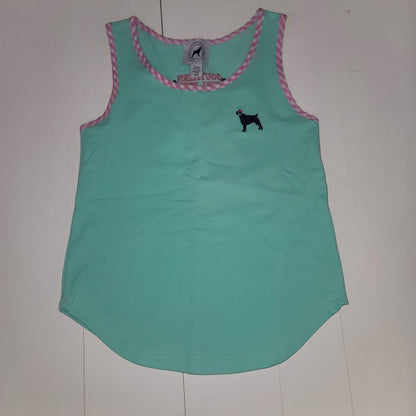 Southern Girl Prep NEW Sleeveless tank Shirt Cotton YOUTH medium GREENblue plaid