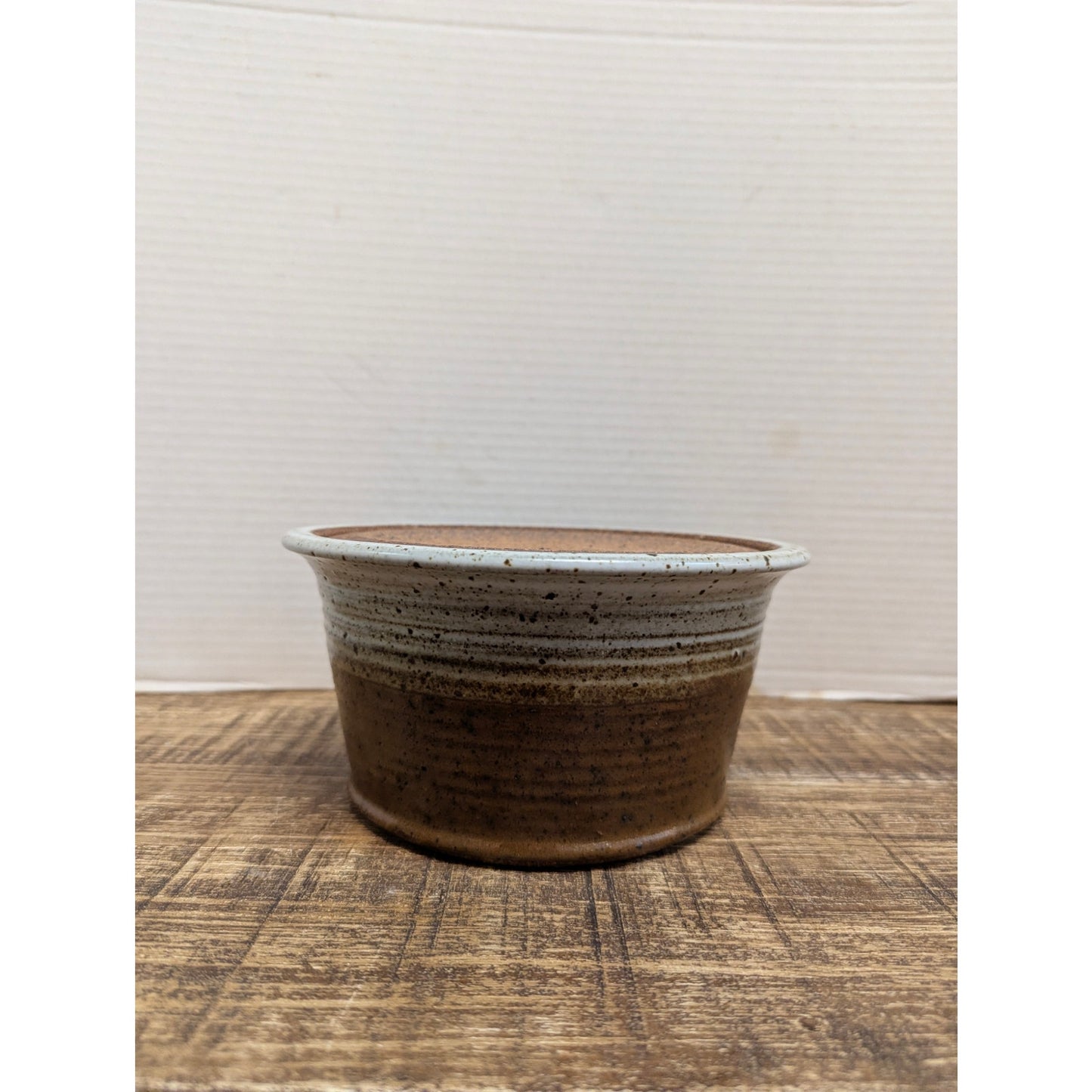 7.5" X 4"  Brian Bachman Studio Pottery Lidded Bean Pot Speckled Stoneware 80's