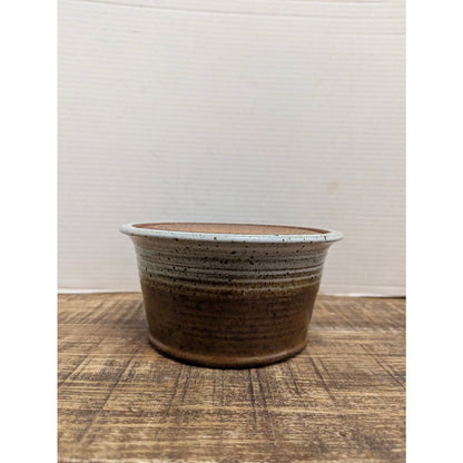 7.5" X 4"  Brian Bachman Studio Pottery Lidded Bean Pot Speckled Stoneware 80's