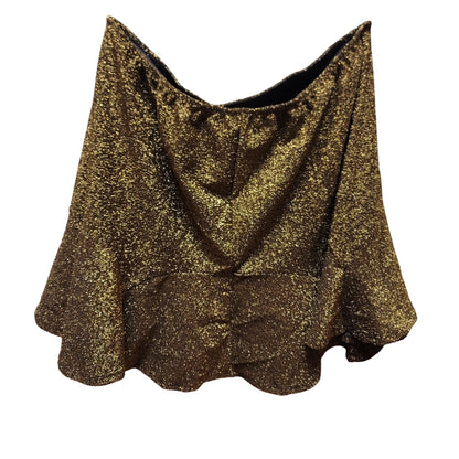RowA skirt Gold Mini Flounce Sparkle Glitter Black lining Size Large Stretch NEW