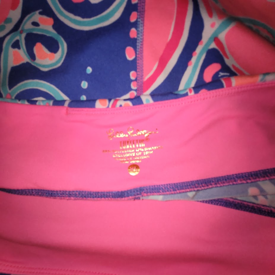 Lilly Pulitzer Luxletic Leggings Pink Blue Floral Paisley Preppy Palm Beach Extra Large
