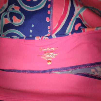 Lilly Pulitzer Luxletic Leggings Pink Blue Floral Paisley Preppy Palm Beach Extra Large